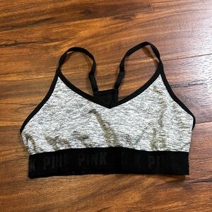 PINK Victoria's Secret Gray and Black Sports Bra